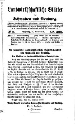 Landwirtschaftliche Blätter für Schwaben und Neuburg Donnerstag 21. Januar 1875