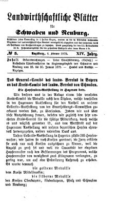 Landwirtschaftliche Blätter für Schwaben und Neuburg Donnerstag 4. Februar 1875