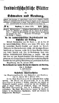 Landwirtschaftliche Blätter für Schwaben und Neuburg Donnerstag 11. Februar 1875