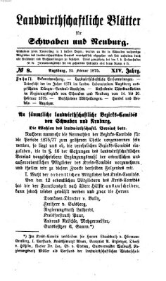 Landwirtschaftliche Blätter für Schwaben und Neuburg Donnerstag 25. Februar 1875