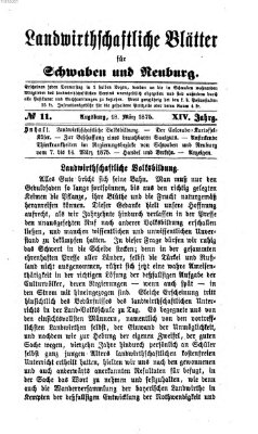 Landwirtschaftliche Blätter für Schwaben und Neuburg Donnerstag 18. März 1875