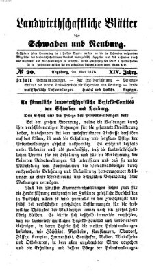 Landwirtschaftliche Blätter für Schwaben und Neuburg Donnerstag 20. Mai 1875