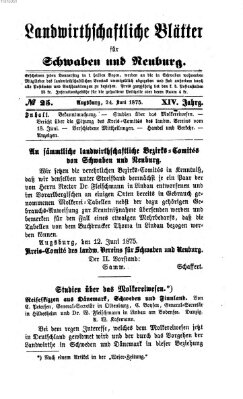 Landwirtschaftliche Blätter für Schwaben und Neuburg Donnerstag 24. Juni 1875