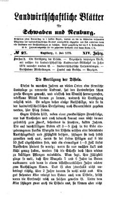 Landwirtschaftliche Blätter für Schwaben und Neuburg Donnerstag 8. Juli 1875