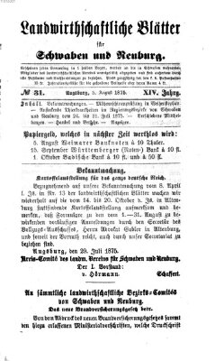 Landwirtschaftliche Blätter für Schwaben und Neuburg Donnerstag 5. August 1875