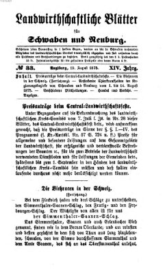 Landwirtschaftliche Blätter für Schwaben und Neuburg Donnerstag 19. August 1875