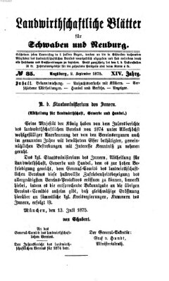 Landwirtschaftliche Blätter für Schwaben und Neuburg Donnerstag 2. September 1875