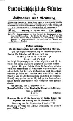 Landwirtschaftliche Blätter für Schwaben und Neuburg Donnerstag 16. September 1875