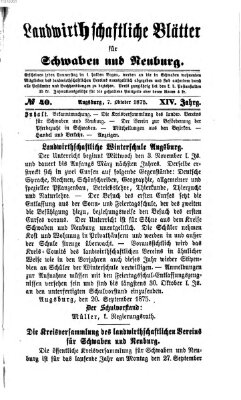 Landwirtschaftliche Blätter für Schwaben und Neuburg Donnerstag 7. Oktober 1875