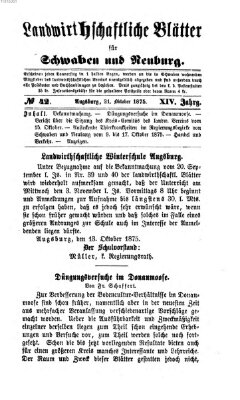 Landwirtschaftliche Blätter für Schwaben und Neuburg Donnerstag 21. Oktober 1875