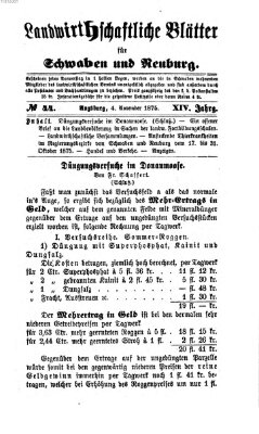 Landwirtschaftliche Blätter für Schwaben und Neuburg Donnerstag 4. November 1875