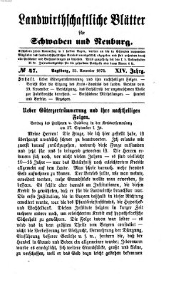 Landwirtschaftliche Blätter für Schwaben und Neuburg Donnerstag 25. November 1875