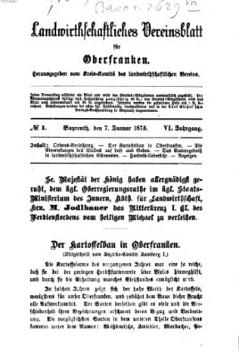 Landwirthschaftliches Vereinsblatt für Oberfranken Donnerstag 7. Januar 1875