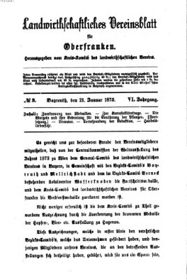 Landwirthschaftliches Vereinsblatt für Oberfranken Donnerstag 21. Januar 1875