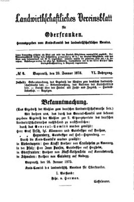 Landwirthschaftliches Vereinsblatt für Oberfranken Donnerstag 28. Januar 1875