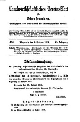 Landwirthschaftliches Vereinsblatt für Oberfranken Donnerstag 4. Februar 1875