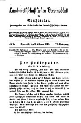 Landwirthschaftliches Vereinsblatt für Oberfranken Donnerstag 11. Februar 1875