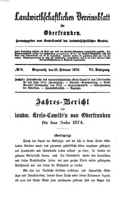 Landwirthschaftliches Vereinsblatt für Oberfranken Donnerstag 25. Februar 1875