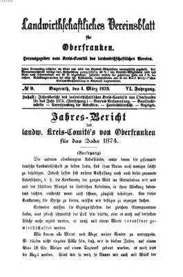 Landwirthschaftliches Vereinsblatt für Oberfranken Donnerstag 4. März 1875