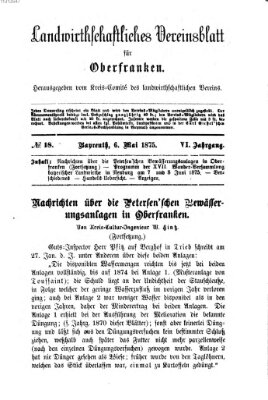 Landwirthschaftliches Vereinsblatt für Oberfranken Donnerstag 6. Mai 1875