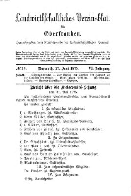 Landwirthschaftliches Vereinsblatt für Oberfranken Donnerstag 17. Juni 1875
