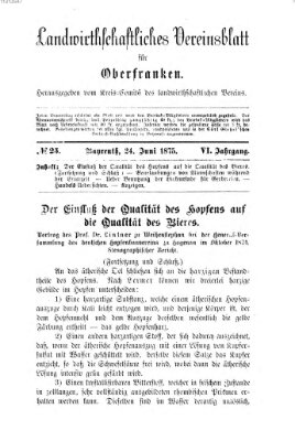 Landwirthschaftliches Vereinsblatt für Oberfranken Donnerstag 24. Juni 1875