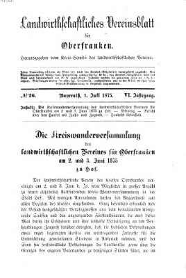 Landwirthschaftliches Vereinsblatt für Oberfranken Donnerstag 1. Juli 1875