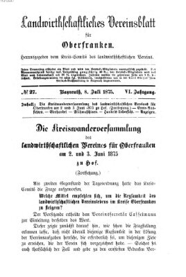 Landwirthschaftliches Vereinsblatt für Oberfranken Donnerstag 8. Juli 1875