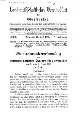 Landwirthschaftliches Vereinsblatt für Oberfranken Donnerstag 22. Juli 1875