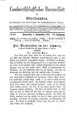 Landwirthschaftliches Vereinsblatt für Oberfranken Donnerstag 2. September 1875