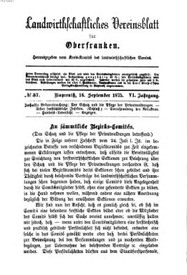 Landwirthschaftliches Vereinsblatt für Oberfranken Donnerstag 16. September 1875