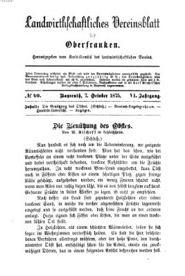 Landwirthschaftliches Vereinsblatt für Oberfranken Donnerstag 7. Oktober 1875