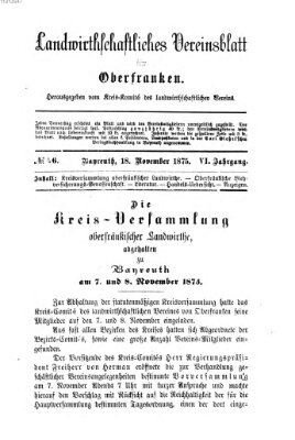 Landwirthschaftliches Vereinsblatt für Oberfranken Donnerstag 18. November 1875