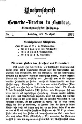 Wochenschrift des Gewerbe-Vereins Bamberg Dienstag 20. April 1875