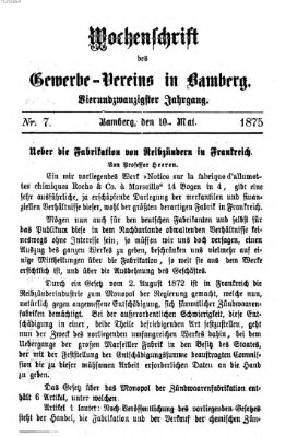 Wochenschrift des Gewerbe-Vereins Bamberg Montag 10. Mai 1875