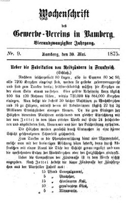 Wochenschrift des Gewerbe-Vereins Bamberg Sonntag 30. Mai 1875