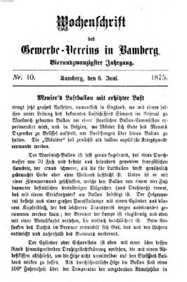 Wochenschrift des Gewerbe-Vereins Bamberg Sonntag 6. Juni 1875