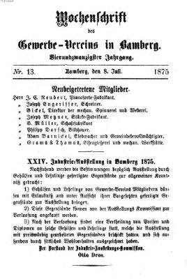 Wochenschrift des Gewerbe-Vereins Bamberg Donnerstag 8. Juli 1875