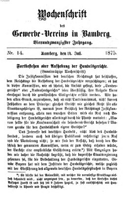 Wochenschrift des Gewerbe-Vereins Bamberg Mittwoch 14. Juli 1875