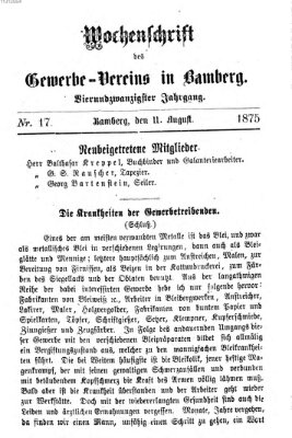 Wochenschrift des Gewerbe-Vereins Bamberg Mittwoch 11. August 1875