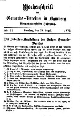 Wochenschrift des Gewerbe-Vereins Bamberg Mittwoch 25. August 1875