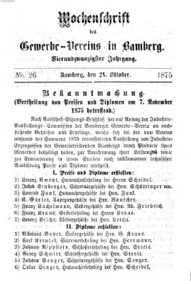 Wochenschrift des Gewerbe-Vereins Bamberg Sonntag 24. Oktober 1875