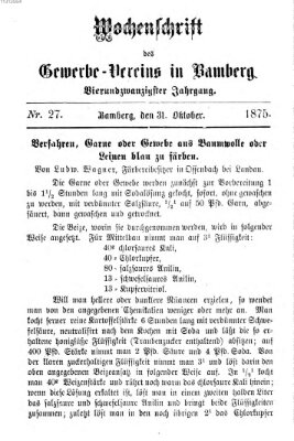 Wochenschrift des Gewerbe-Vereins Bamberg Sonntag 31. Oktober 1875