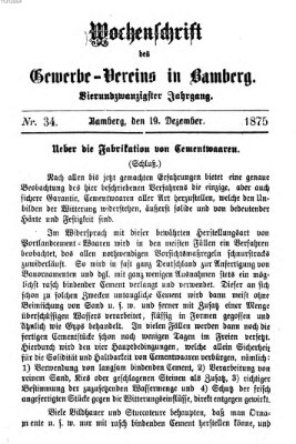 Wochenschrift des Gewerbe-Vereins Bamberg Sonntag 19. Dezember 1875