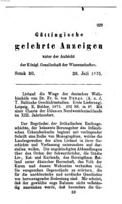 Göttingische gelehrte Anzeigen (Göttingische Zeitungen von gelehrten Sachen) Mittwoch 28. Juli 1875