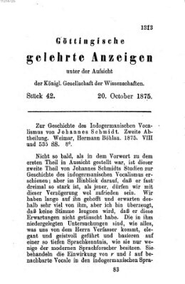 Göttingische gelehrte Anzeigen (Göttingische Zeitungen von gelehrten Sachen) Mittwoch 20. Oktober 1875