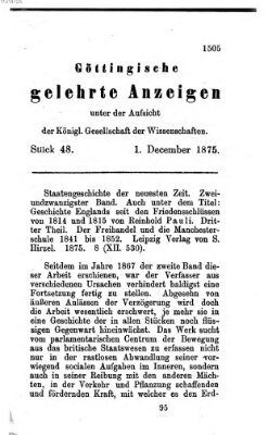 Göttingische gelehrte Anzeigen (Göttingische Zeitungen von gelehrten Sachen) Mittwoch 1. Dezember 1875