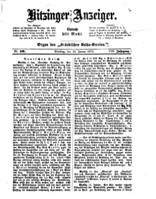 Kitzinger Anzeiger Dienstag 12. Januar 1875