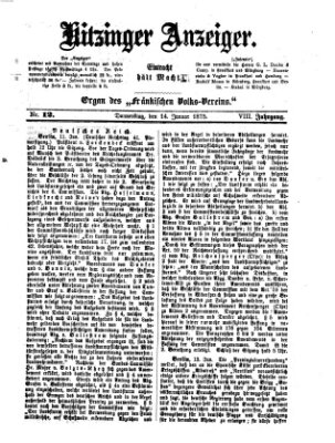 Kitzinger Anzeiger Donnerstag 14. Januar 1875