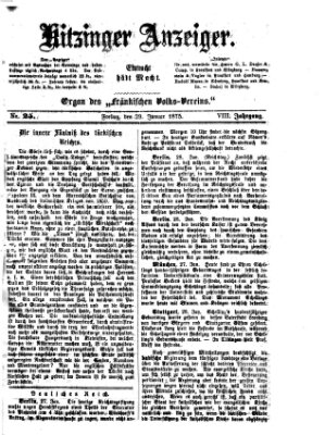 Kitzinger Anzeiger Freitag 29. Januar 1875